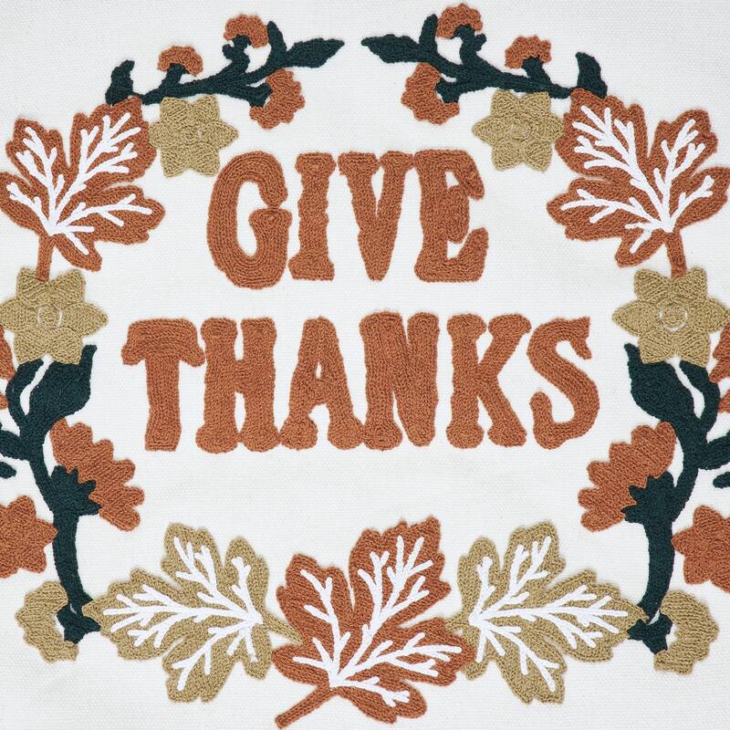 Wheat Plaid Give Thanks Pillow 18x18