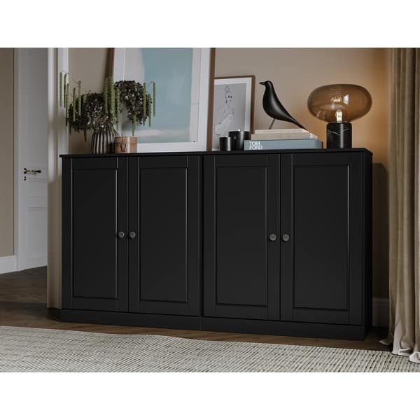 slide 2 of 90, 100% Solid Wood Sideboard with Glass or Solid Wood Doors by Palace Imports - 64" x 35.75"