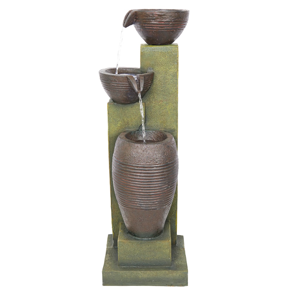 32" 3-Tier Fountain w/ LED, Cascading Garden Feature, Gray