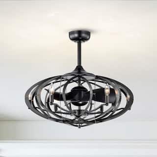 29-inch Gun Metal Grey 6 Lights 3 Blades Lighted Ceiling Fan with Remote