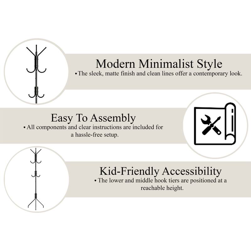 CraftPorch Contemporary Freestanding Metal Coat Rack - N/A