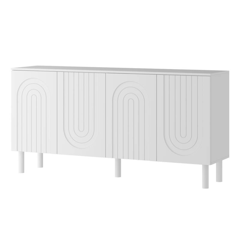 Cupboard Sideboard Storage Cabinet with 4 Doors Pop-up Design,Lacquer