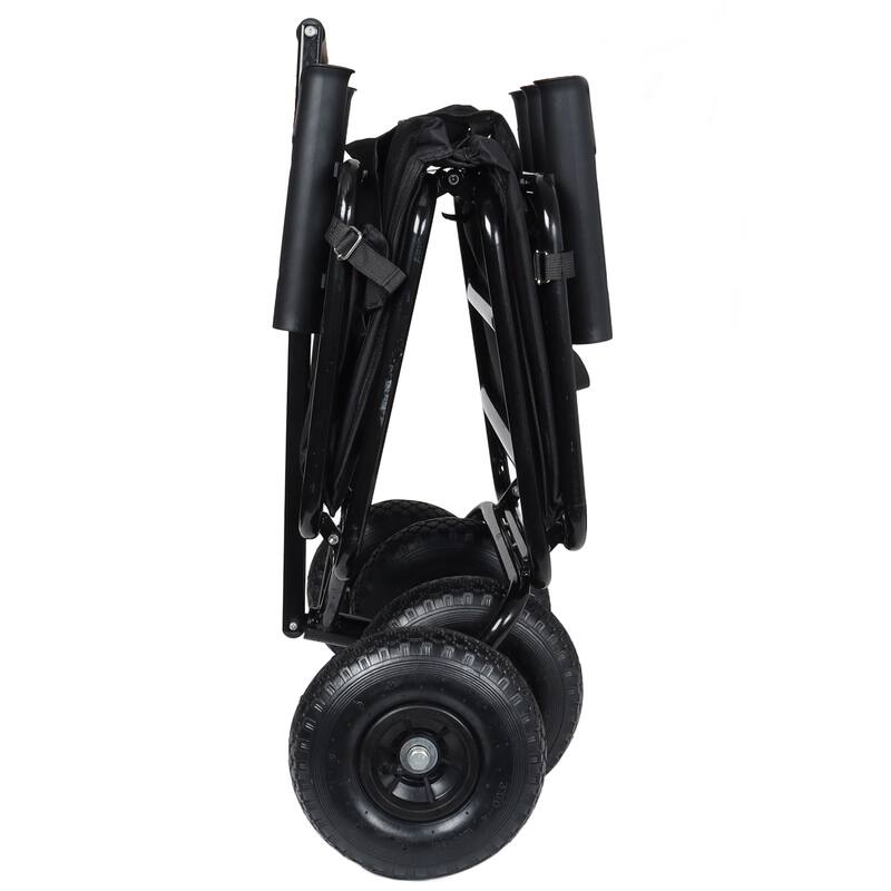 Fishing Cart Beach Cart Collapsible Wagon w/11'' All-Terrain Wheels for Sand, Heavy Duty Garden Cart with Rod Holders