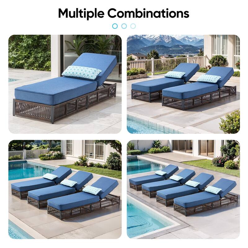 Pocassy 5 Pieces Patio Chaise Lounge Chair with Adjustable Backrest