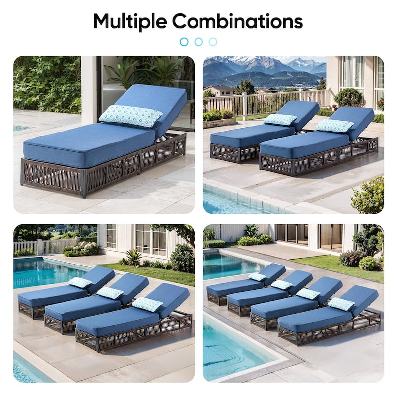 Pocassy 6 Pieces Patio Chaise Lounge Chair with Adjustable Backrest