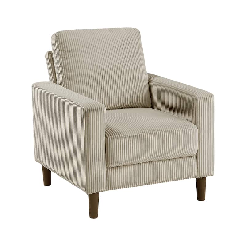 Caspian 32" Corduroy Living Room Chair - Wood Finish Exposed Feet - Taupe