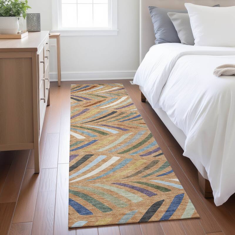 Machine Washable Indoor/ Outdoor Modern Feather Chantille Rug