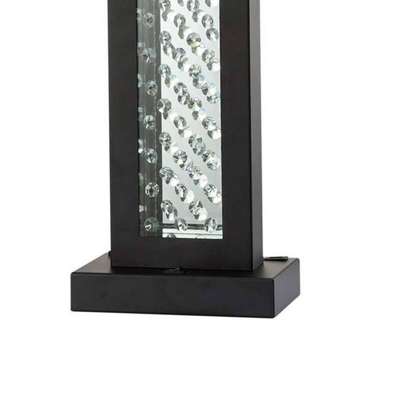 Table Lamp with Embedded Glass Panel, Black