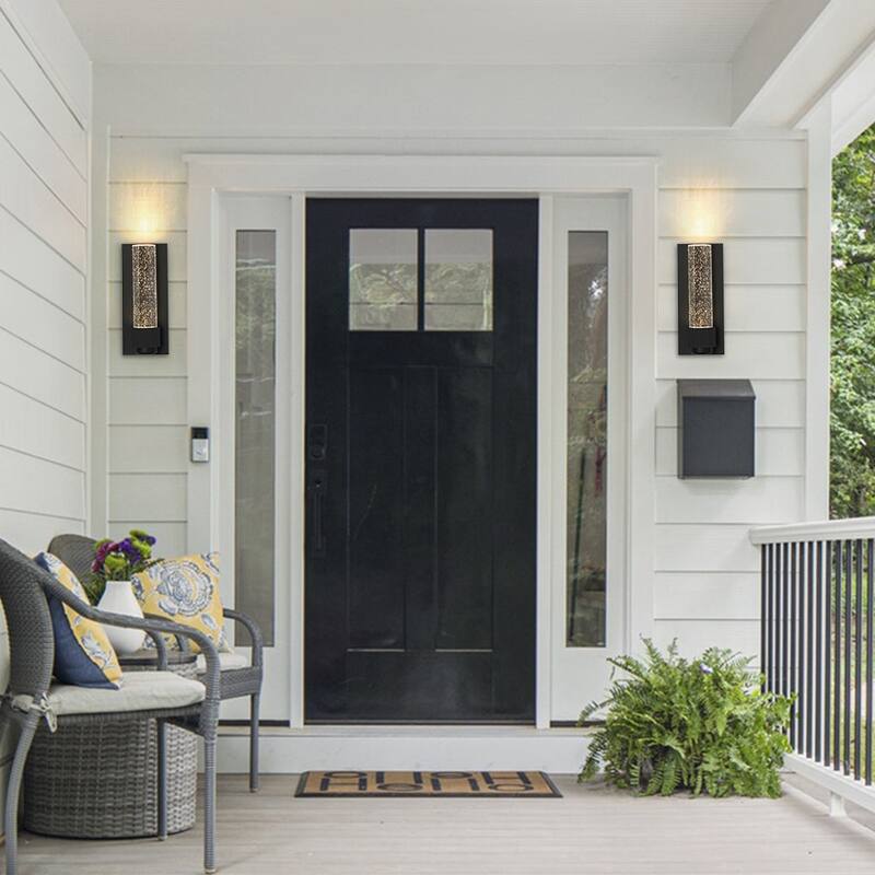 1-Light Bubble Crystal Linear Tube Dimmable LED Vanity Wall Lamp - Black