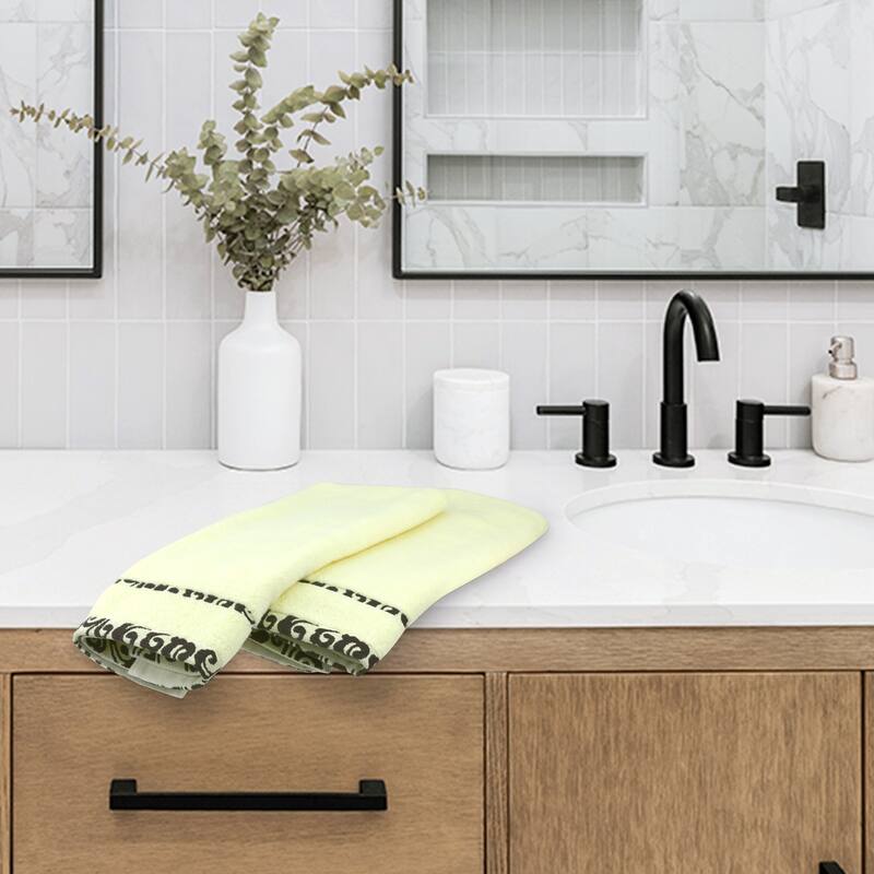 Chic Striped Hand Towel Set, Cotton Soft Comfortable Highly Absorbent Bathroom Towel for Hand Drying and Face Washing