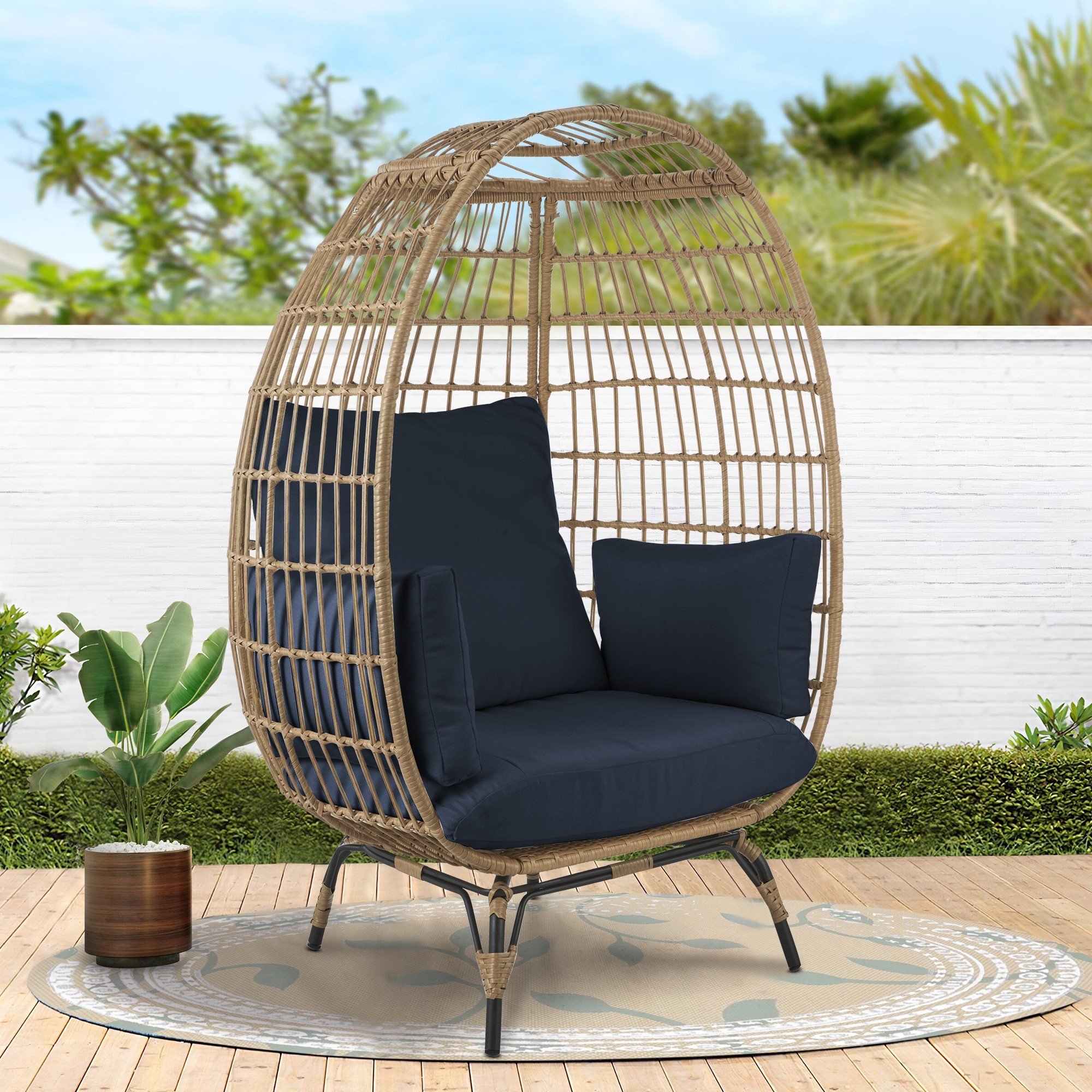 Boho wicker cheap egg chair