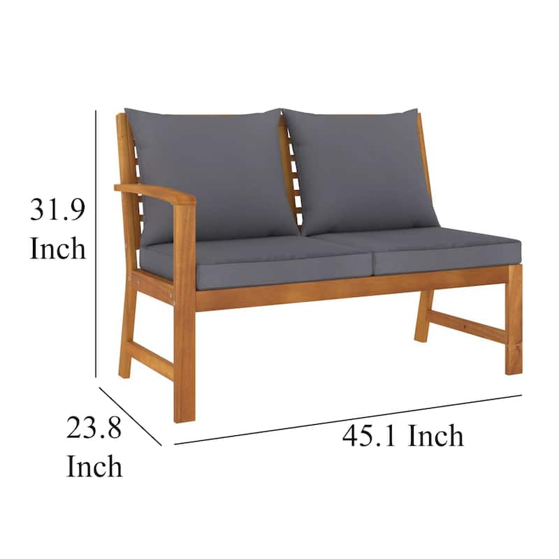 Roma 5pc Outdoor Modular Sofa and Chair Set, Brown Wood Coffee Table