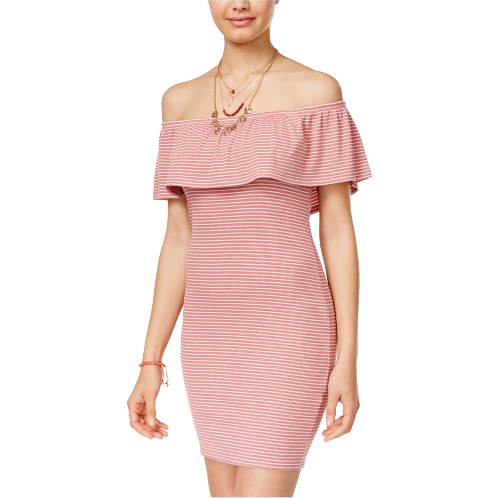 pink striped bodycon dress