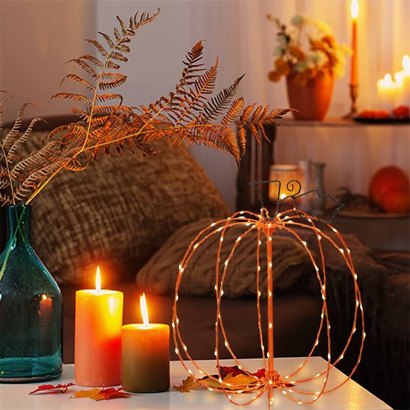 10In Spooky Town 3D Wire Décor Orange Lights Ac/Tiny Lites On/Off Pumpkin