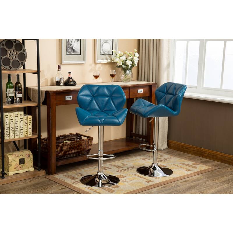 Contemporary Tufted Adjustable Height Hidraulic Bar Stools,Set of 2