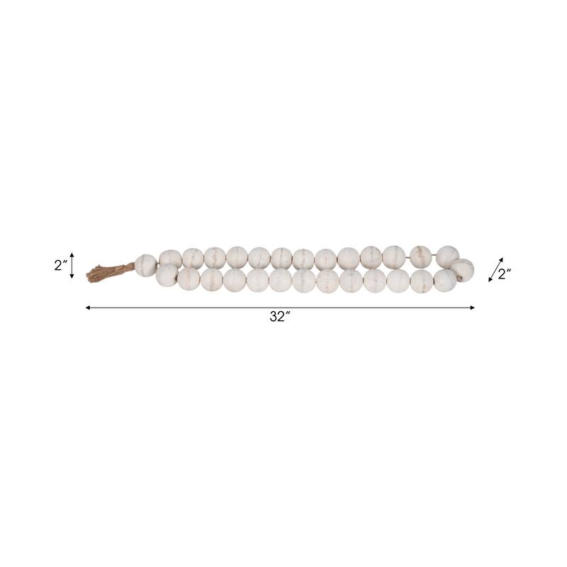 Sagebrook Home 32" Wooden Large Bead Garland with Tassels - Contemporary Mango Wood