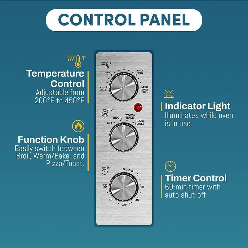 Elite Gourmet Double French Door Toaster Oven fits 12in Pizza