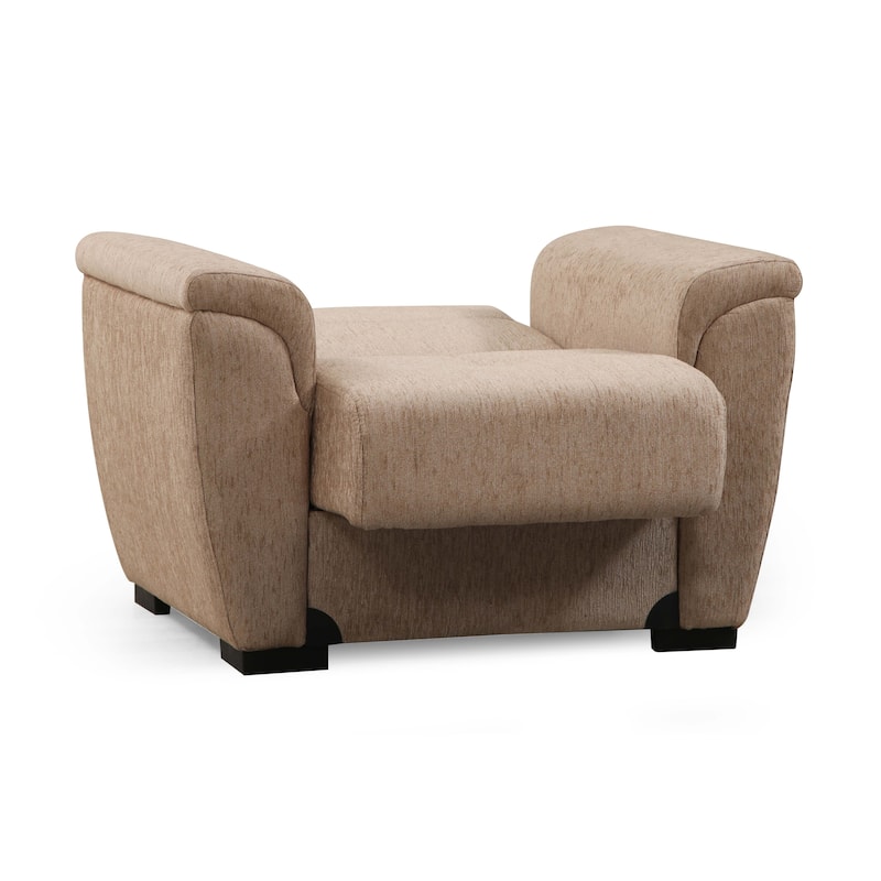 Brooksville Beige Fabric Upholstered Convertible Arm Chair with Storage