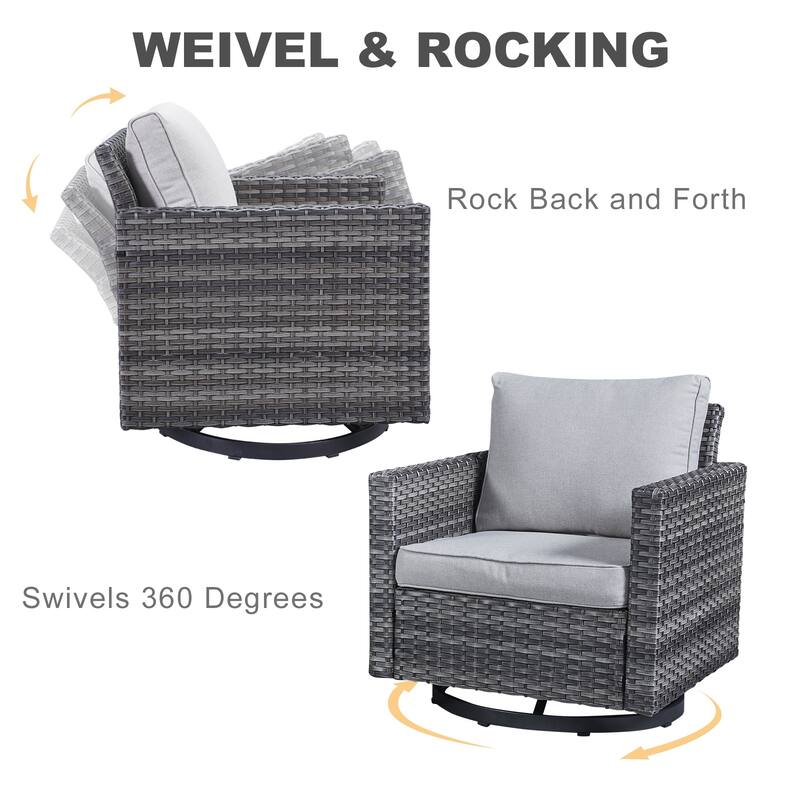 Sofa Swivel Rocking Chairs Set with Fire Pit Table