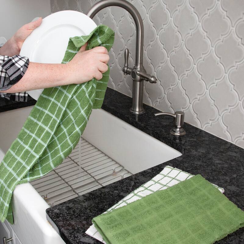 Ritz 3-Pack Terry Check Kitchen Towel and 6-Pack Terry Check Dish Cloth Set