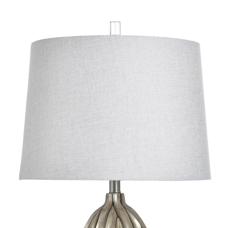 StyleCraft Poly Table Lamp - Laslo Silver - White Shade