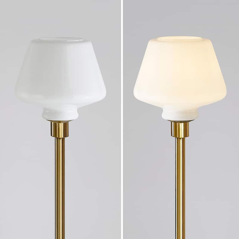 Cafe 71"H LED Dimmable Glass Shade Torchiere Floor Lamp with LED Bulb