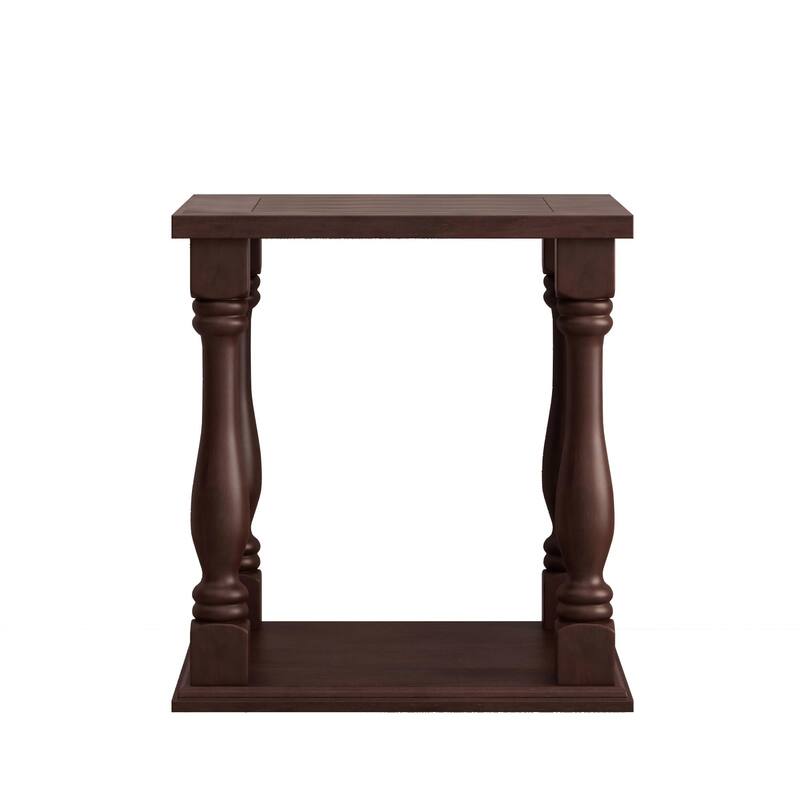 Coffee Table Side Table End Table with Shelf, Antique Brown Sofa Table Nightstand Hallway Table for Living Room