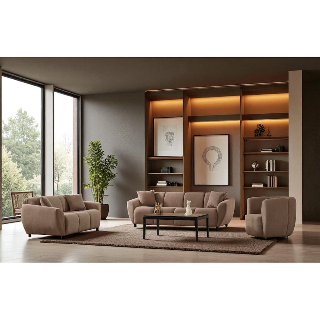 Zeno 3 Pieces Living Room Sets 1 Sofa 1 Loveseat 1 Chair