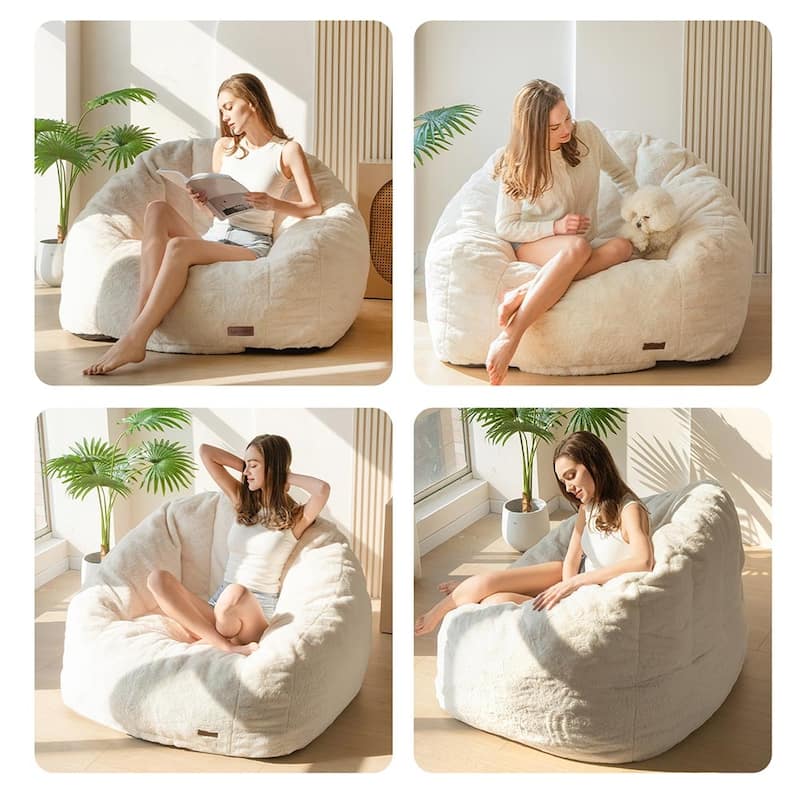 Giant Bean Bag Chair,Shell-Shaped Oversized Bean Bag Chair with Fille