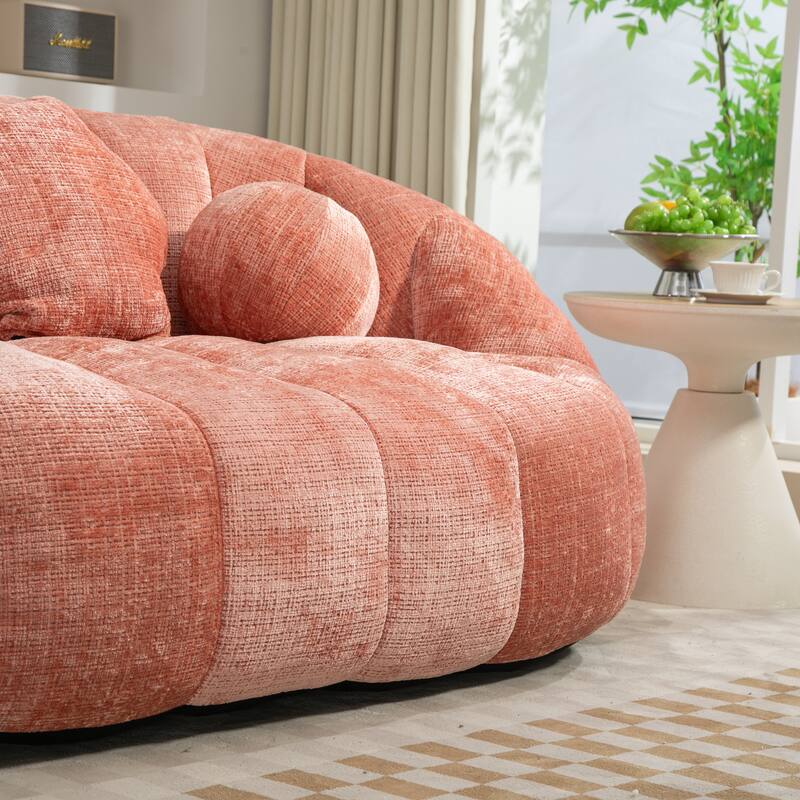 GDFStudio - Charlotte Plush Chenille Two-Seat Bean Bag Sofa for Living Room and Lounge Areas