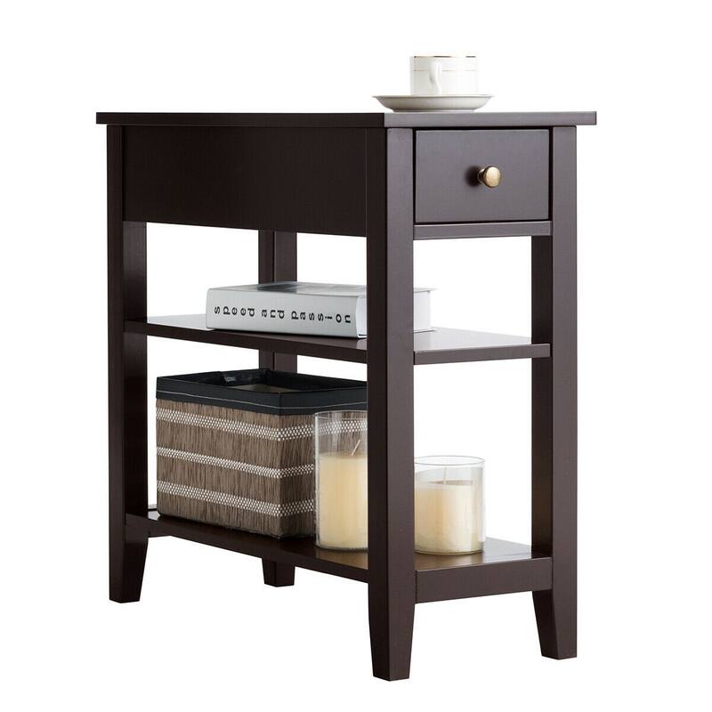 Gymax 3 Tier Nightstand Bedside Table Sofa Side End Table w/Double