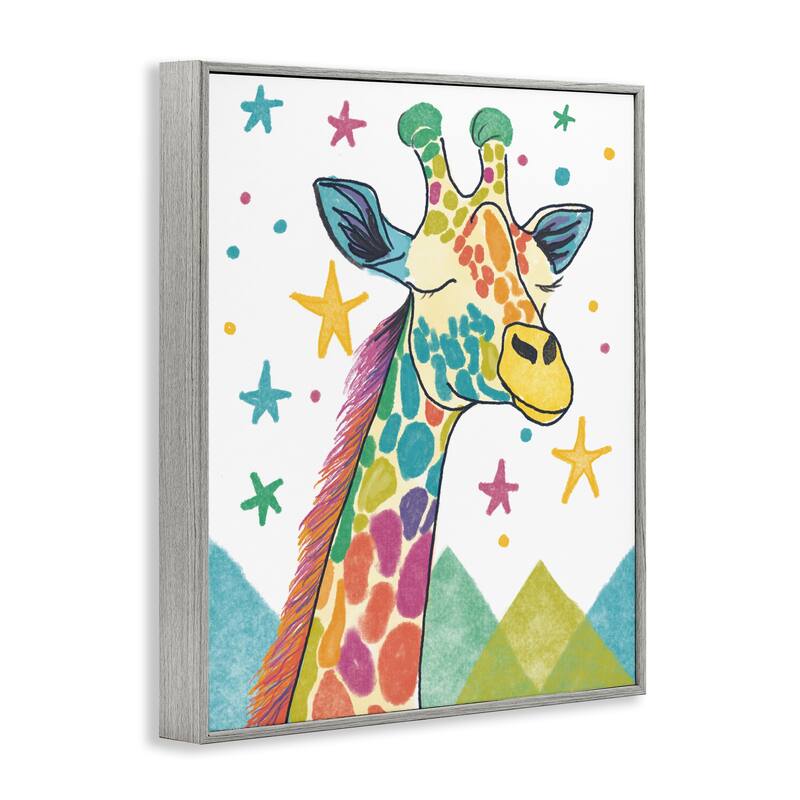 Stupell Whimsical Hued Giraffe & Stars Framed Giclee Art Design By Chen Alyesh