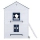 preview thumbnail 10 of 14, Full Size Bunk Wood House Bed with Windows, Sills and Tent, Blue+White