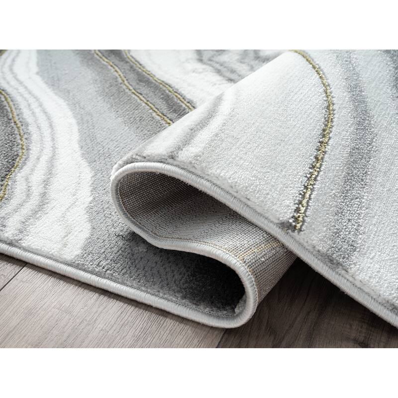 Abani Luna Contemporary Grey and Gold Granite Area Rug
