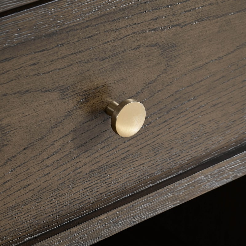 Furniture of America Laria Modern Farmhouse 2-Piece Quartz Stone Top Dark Walnut Wood Dining Hutch and Buffet Set