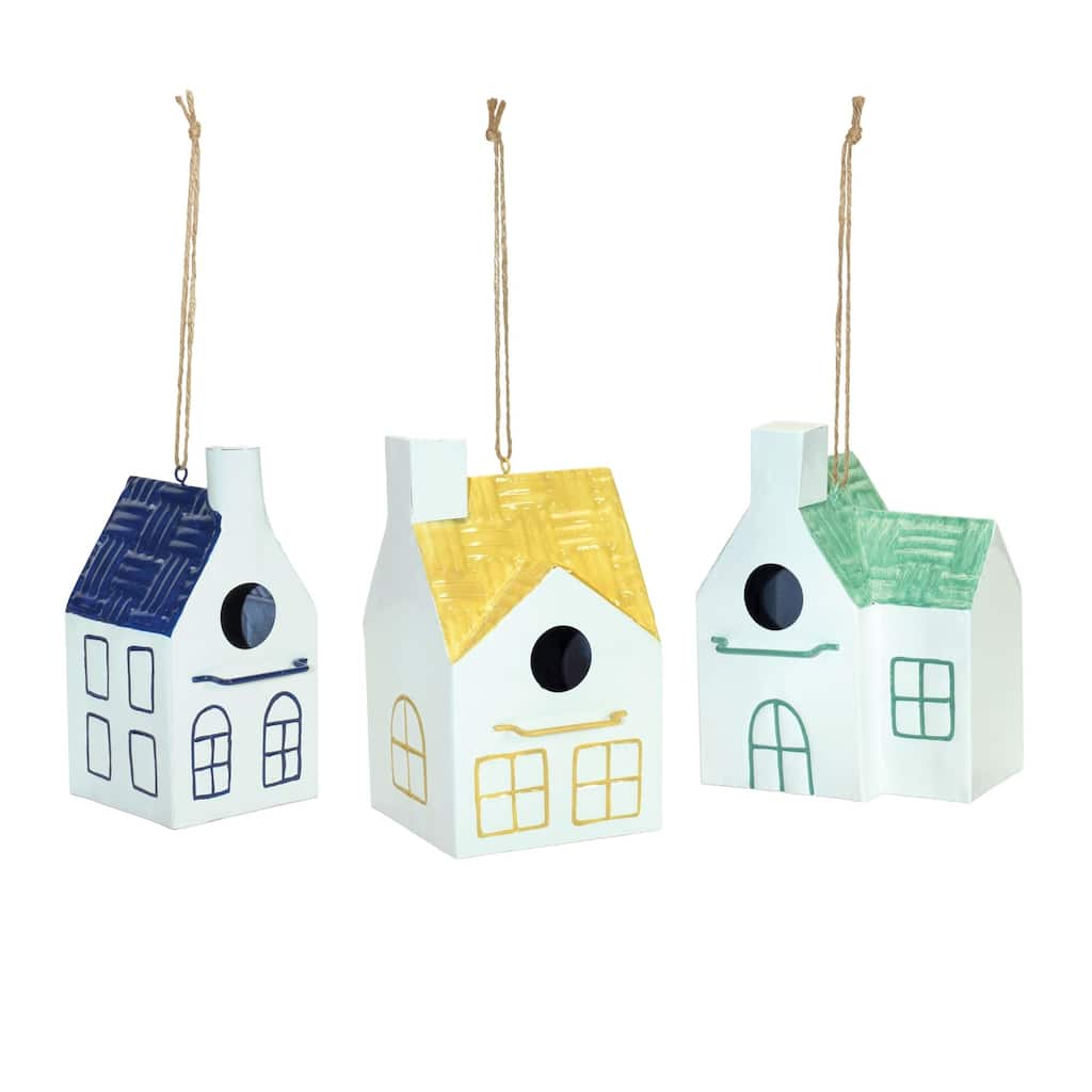 Bird Houses Hanging Christmas Ornaments - 9" - Set of 3