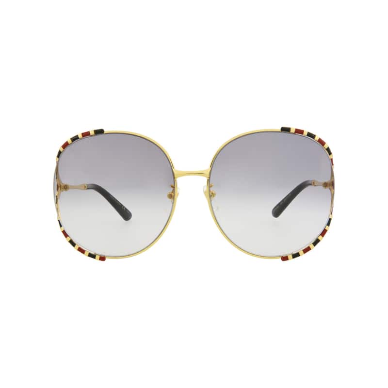 Gucci Round-Frame Metal Sunglasses - Gold Gold Grey - Gold - Grey Lens