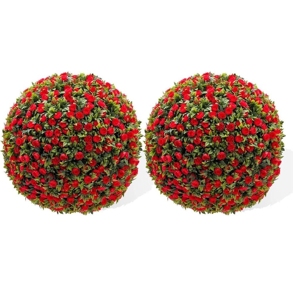 2PCS 17" Artificial Flower Topiary Decorative Balls for Home Decor - 17.7 inch