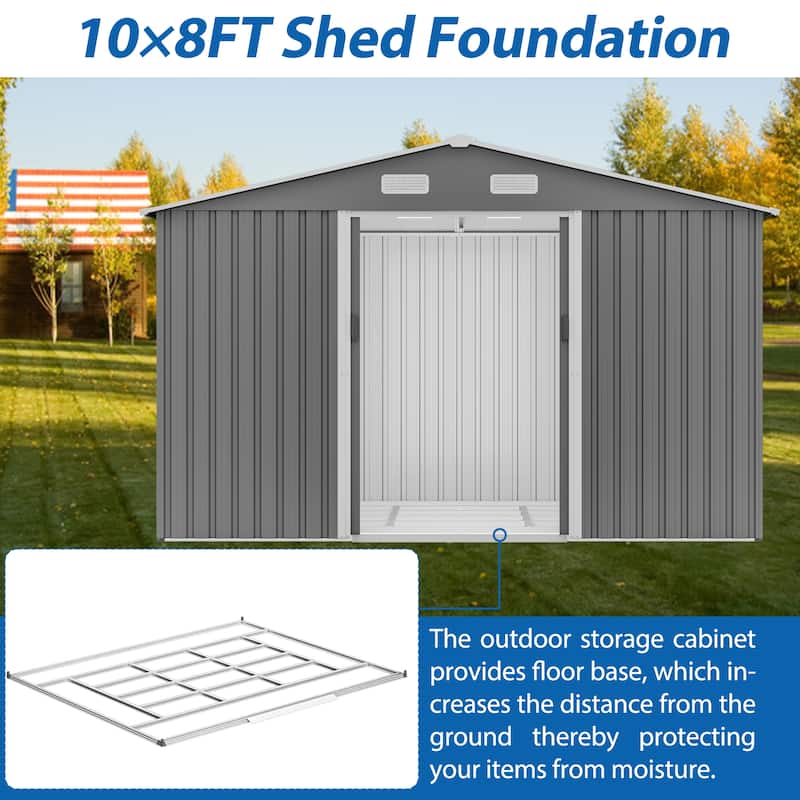 GDFStudio - Evelyn Spacious Outdoor Waterproof Tool Storage Shed with Durable Metal Frame