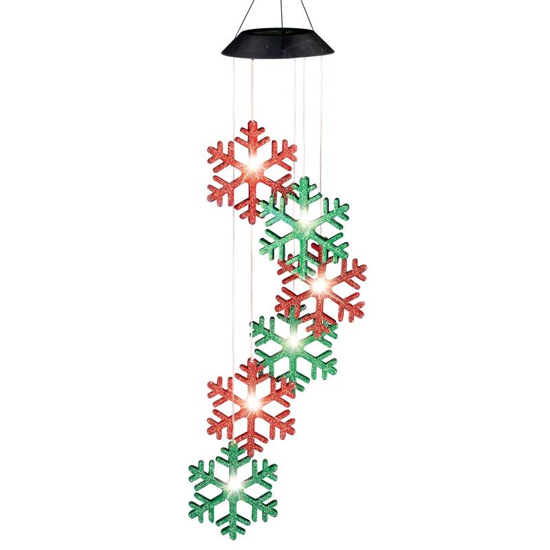 Solar Powered Holiday Snowflake Garden Mobile - 5 x 29 x 5