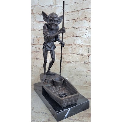 Harry Potter Fantasy Dobby Goblin Riding Boat Bronze Sculpture Statue Figurine Original Art