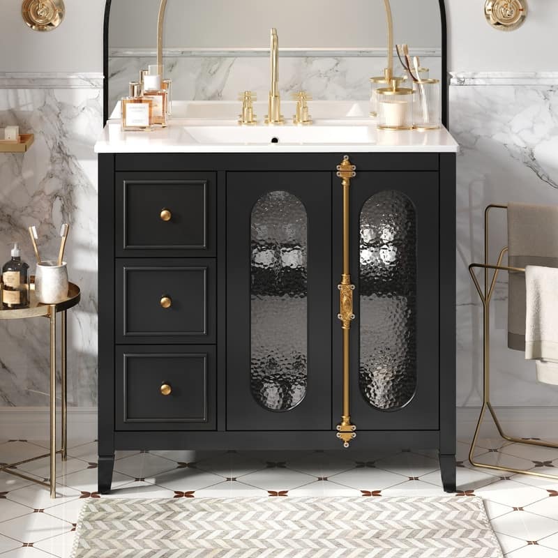 36" Bathroom Vanity with 2 Soft Close Doors and 3 Drawers