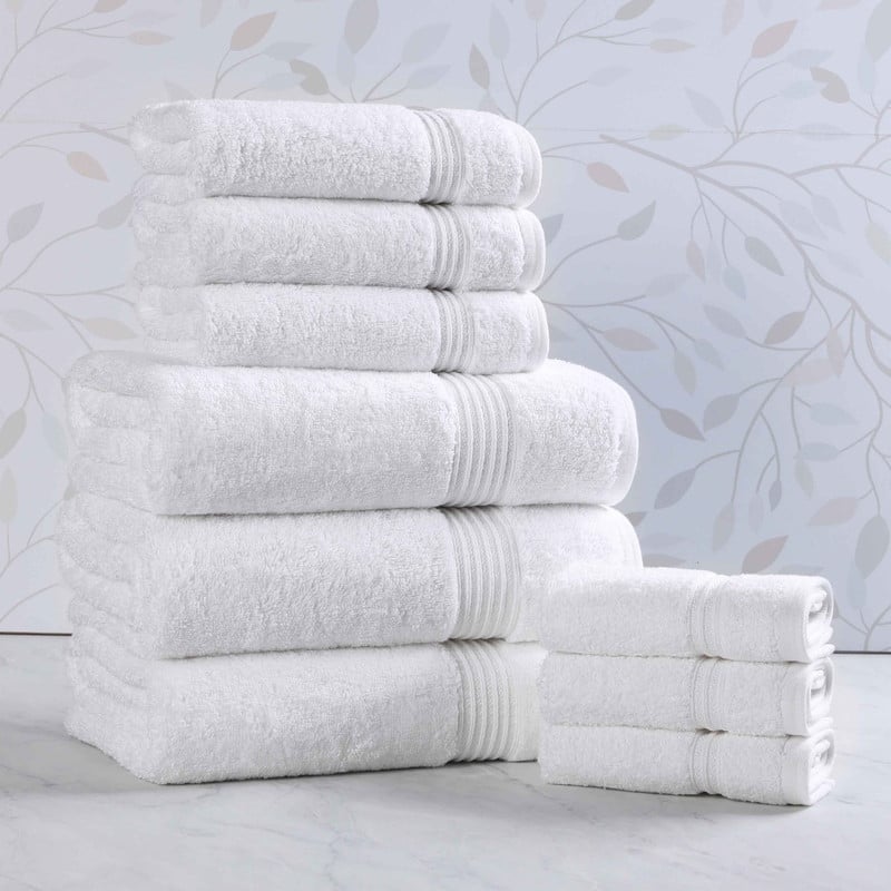 Superior Heritage Egyptian Cotton Absorbent 9-Piece Towel Set - White