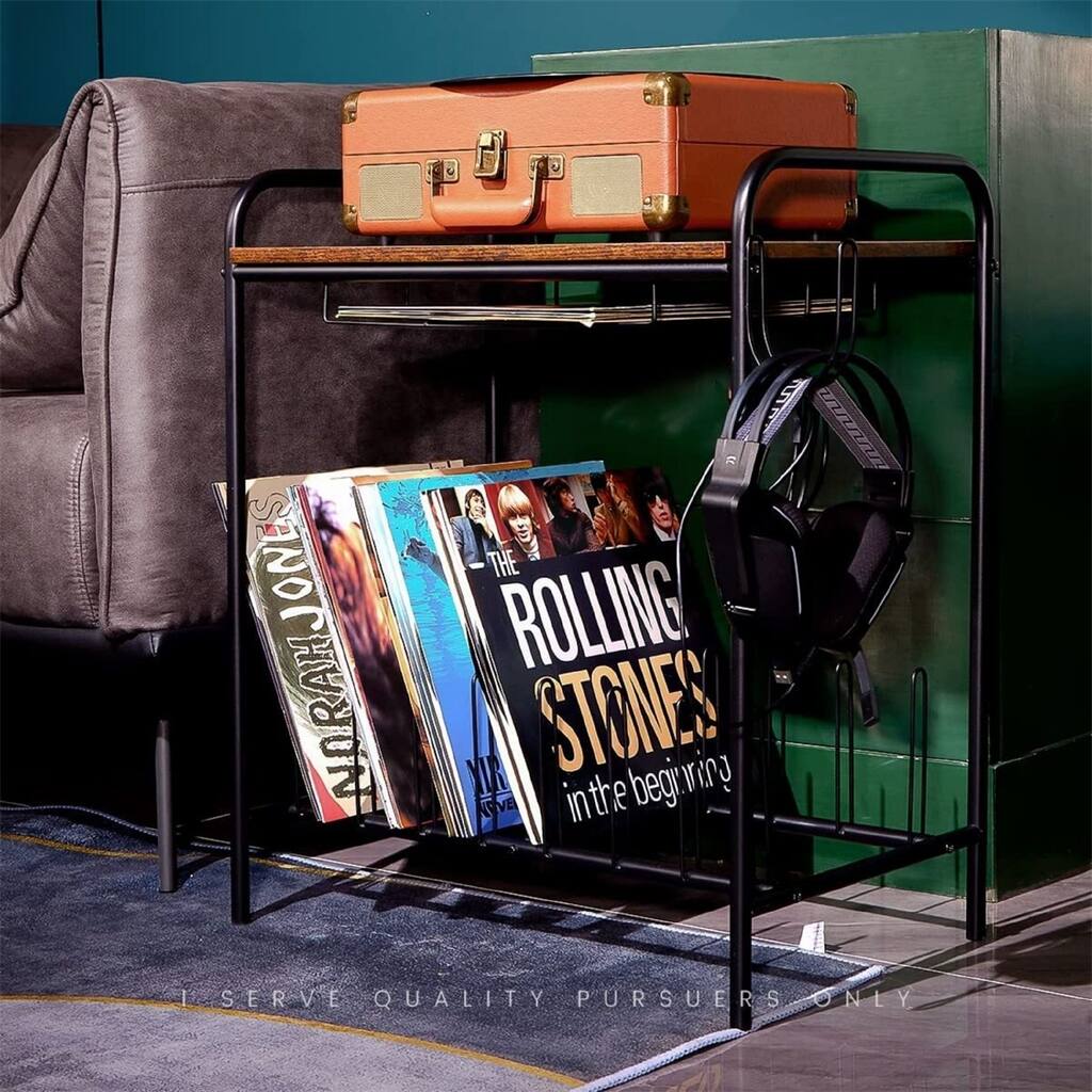 Record Player Stand, Wooden Turntable Stand with Record Storage