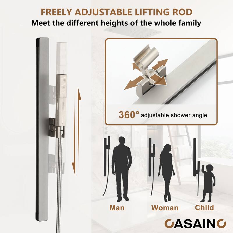 6-Function LED 64-Color with Music Deluxe Thermostatic Shower System