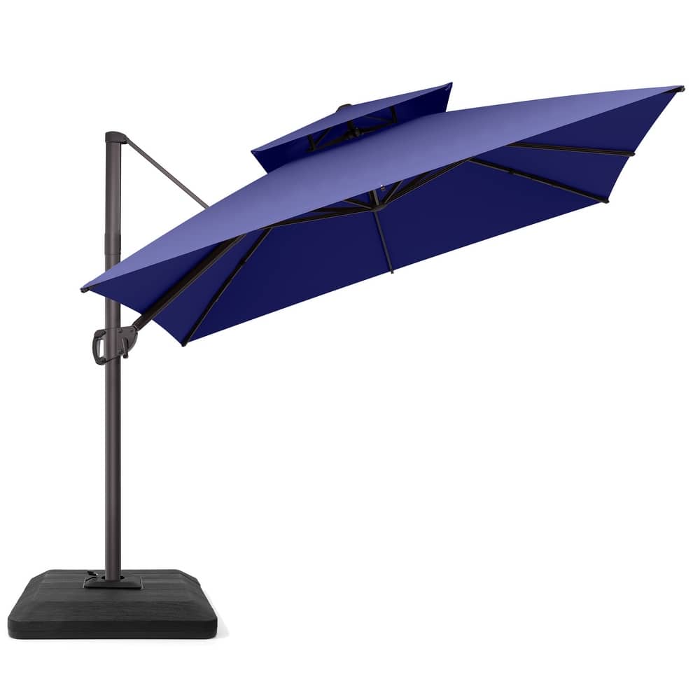 VredHom Double Top 10x10 FT Square Patio Cantilever Umbrella with Weight Base