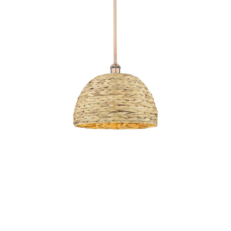 Innovations Lighting 616-1S-13-16 Woven Rattan Pendant Woven Rattan - Antique Copper / Natural