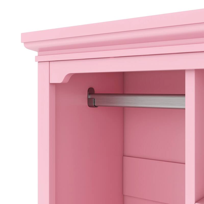 Open Children's Wardrobe with A Hanging Rod and Open Shelves