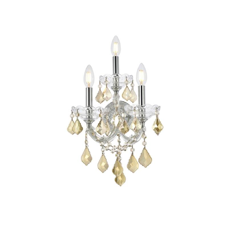 Fleur Illumination Collection Wall Sconce D:12in H:22in E:8.5in Lt:3 Chrome Finish - Chrome/royal cut crystals (golden teak)