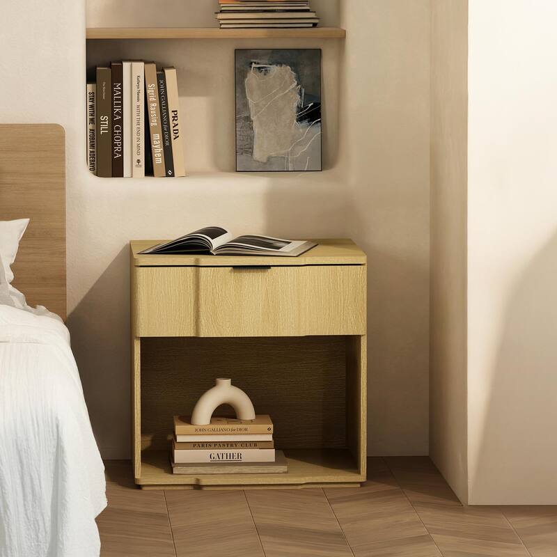 Manhattan Comfort Clive 22 Inch 1 Drawer Nightstand - Oak